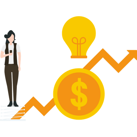 Fille faisant un brainstorming pour la croissance de l'entreprise  Illustration