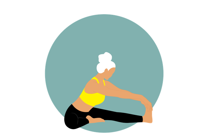 Fille faisant la moitié de paschimottanasana  Illustration