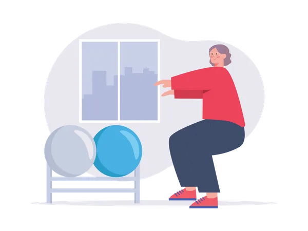 Fille faisant des exercices d'échauffement  Illustration