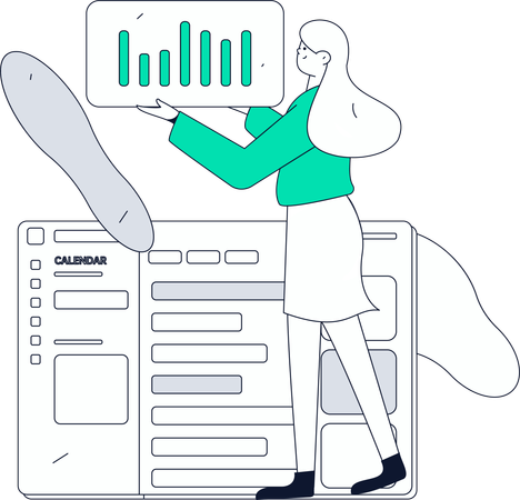 Fille faisant la coordination des horaires  Ilustração