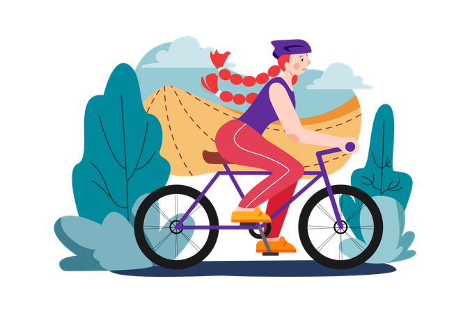 Fille faisant de l'exercice physique en faisant du vélo  Illustration