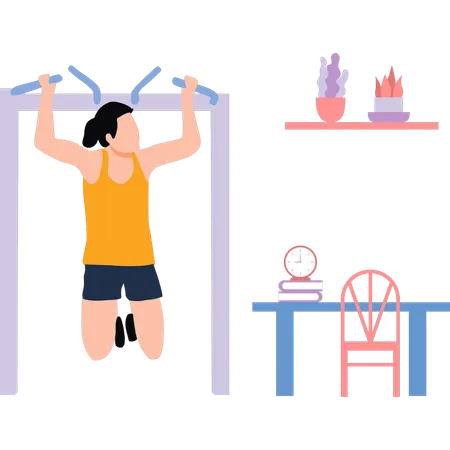 Fille faisant des exercices de traction  Illustration