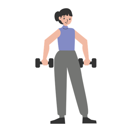 Fille faisant des exercices d'haltères  Illustration