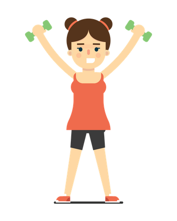 Fille faisant des exercices d'haltères  Illustration