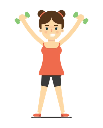 Fille faisant des exercices d'haltères  Illustration