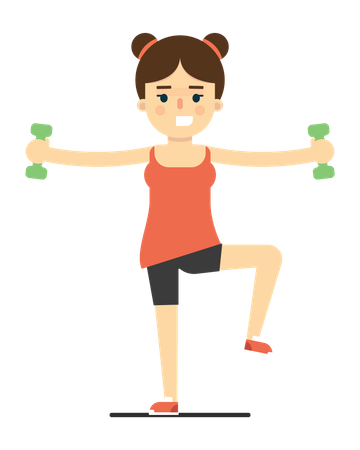 Fille faisant des exercices d'haltères  Illustration