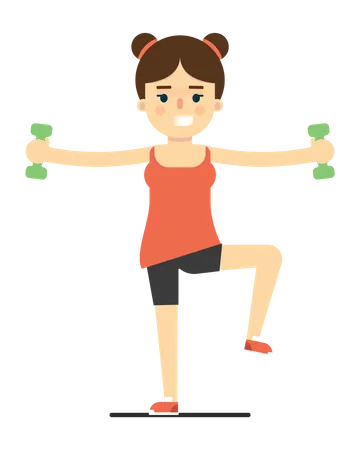 Fille faisant des exercices d'haltères  Illustration