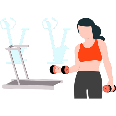 Fille faisant des exercices d'haltères  Illustration