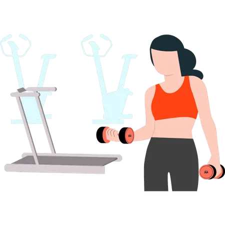 Fille faisant des exercices d'haltères  Illustration