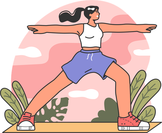 Fille faisant des exercices du matin  Illustration