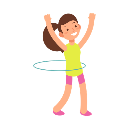 Fille faisant du hula hoop  Illustration