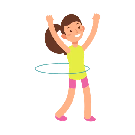 Fille faisant du hula hoop  Illustration