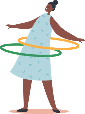 Fille faisant du hula hoop  Illustration