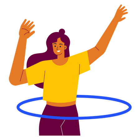 Fille faisant des exercices de Hula Hoop  Illustration