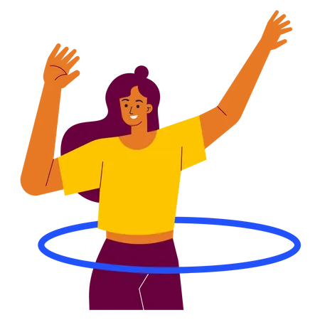 Fille faisant des exercices de Hula Hoop  Illustration