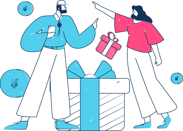 Fille effectuant un paiement en espèces pour faire du shopping  Illustration