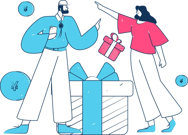 Fille effectuant un paiement en espèces pour faire du shopping  Illustration