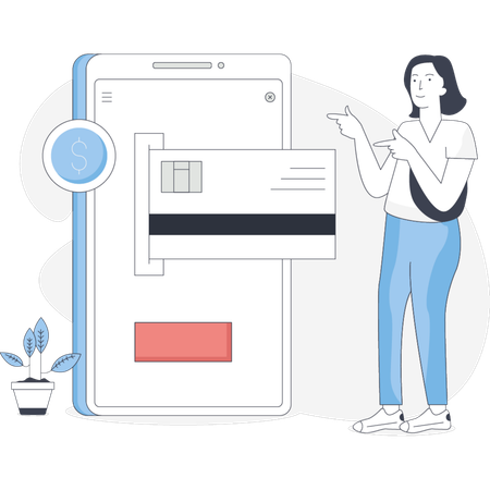 Fille effectuant un paiement par carte  Illustration