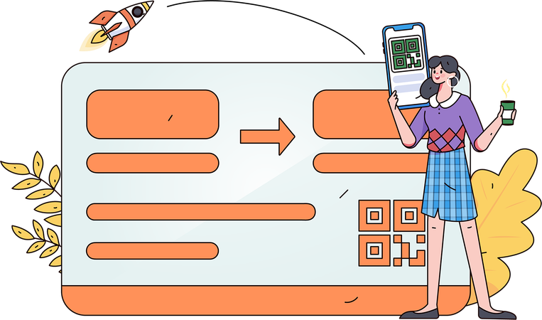 Fille effectuant un paiement par carte pour un service de taxi  Illustration