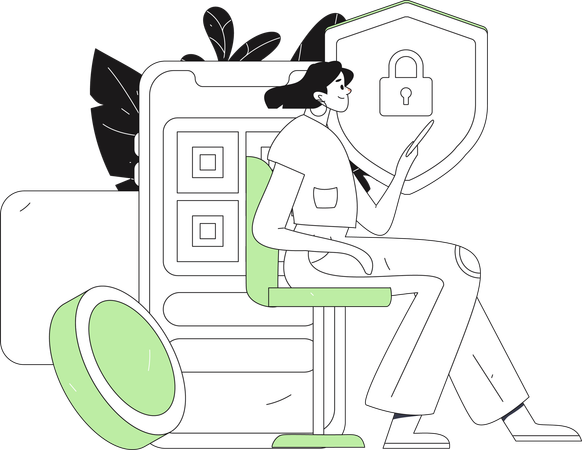 Fille effectuant un paiement sécurisé  Illustration