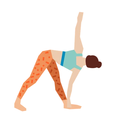 Fille faisant une pose de yoga triangulaire  Illustration