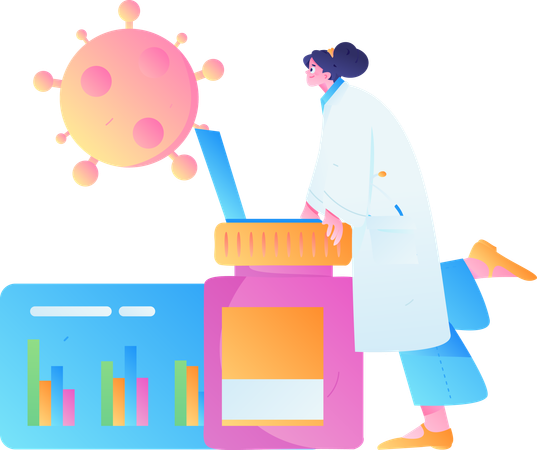 Fille faisant une analyse corona  Illustration