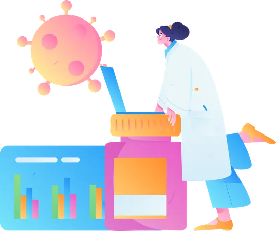 Fille faisant une analyse corona  Illustration