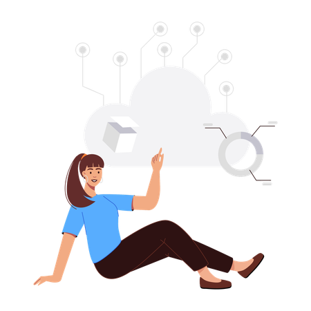 Fille faisant une analyse de cloud  Illustration