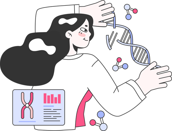 Fille faisant une analyse d'ADN  Illustration