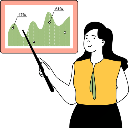 Fille faisant une analyse marketing  Illustration