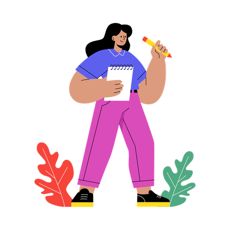 Fille faisant une liste de choses à faire  Illustration