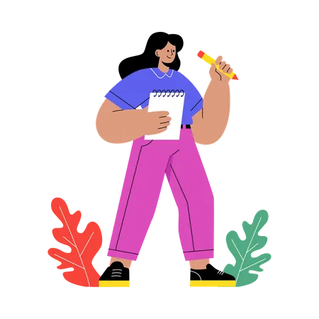 Fille faisant une liste de choses à faire  Illustration