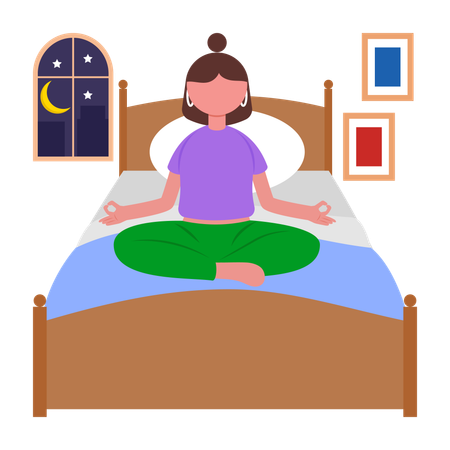 Fille faisant de la méditation nocturne  Illustration