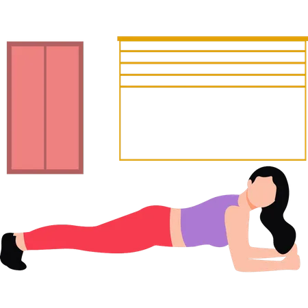 Fille faisant des exercices de planche de bras  Illustration