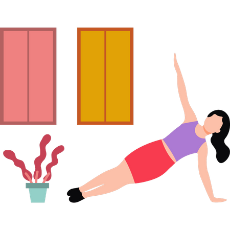 Fille faisant des exercices de planche latérale  Illustration