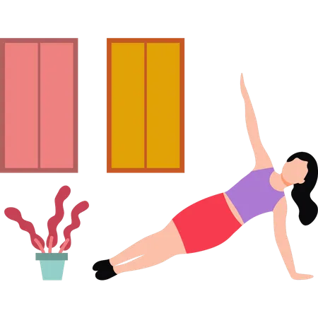 Fille faisant des exercices de planche latérale  Illustration