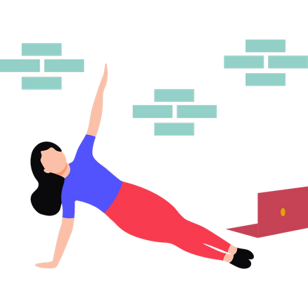 Fille faisant des exercices de planche latérale  Illustration