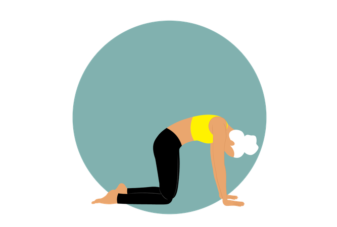 Fille faisant du yoga pose de chat  Illustration