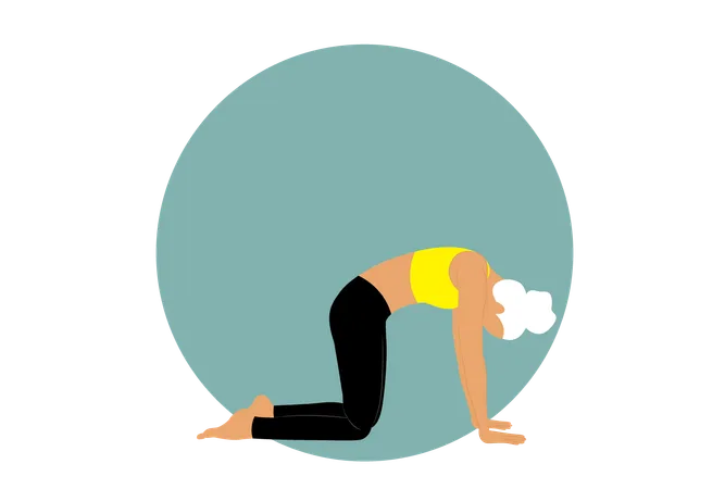 Fille faisant du yoga pose de chat  Illustration