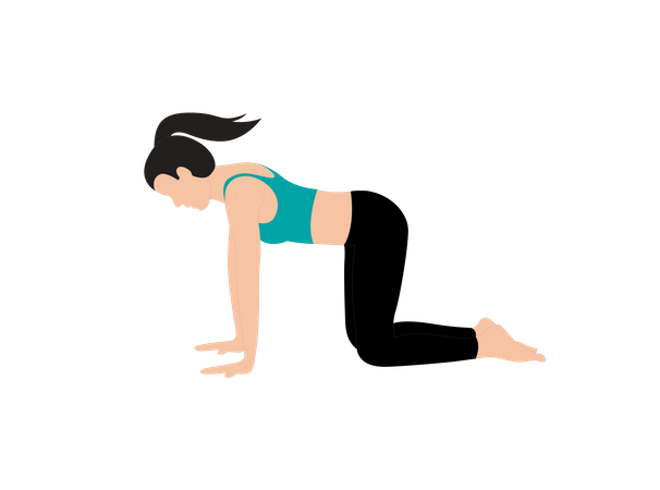 Fille faisant une pose de vache en yoga  Illustration