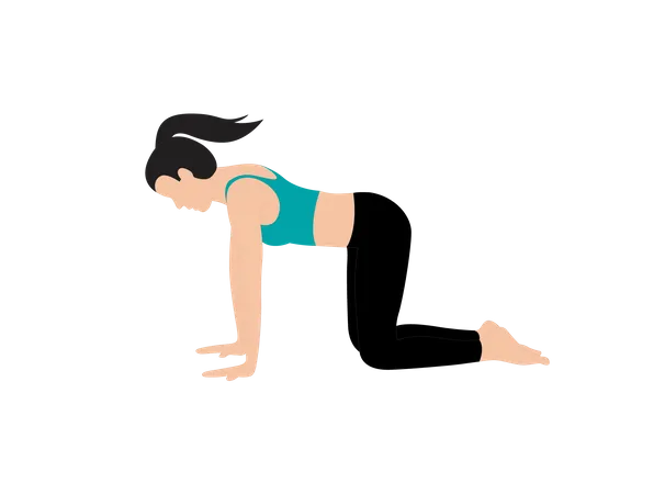 Fille faisant une pose de vache en yoga  Illustration