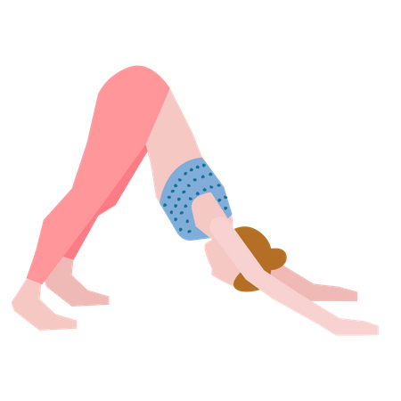 Fille faisant une pose de yoga vers le bas  Illustration