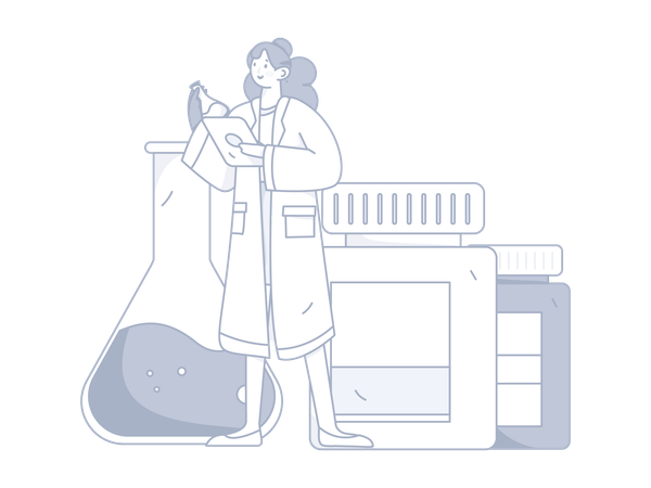 Fille faisant des recherches médicales  Illustration