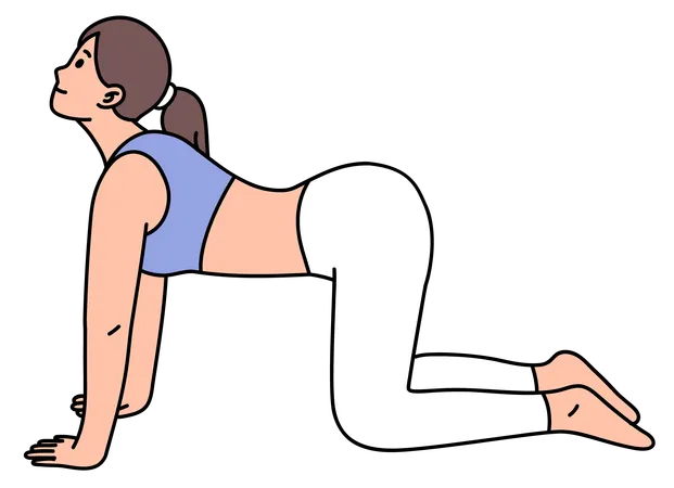 Fille faisant une pose de yoga de vache  Illustration