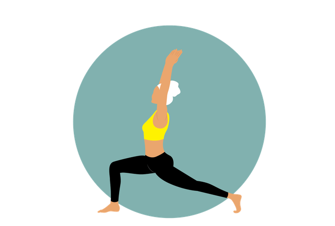 Fille faisant virbhadrasana  Illustration