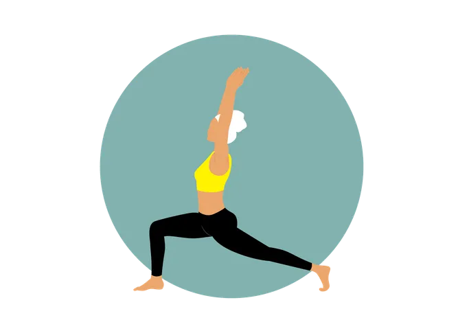 Fille faisant virbhadrasana  Illustration