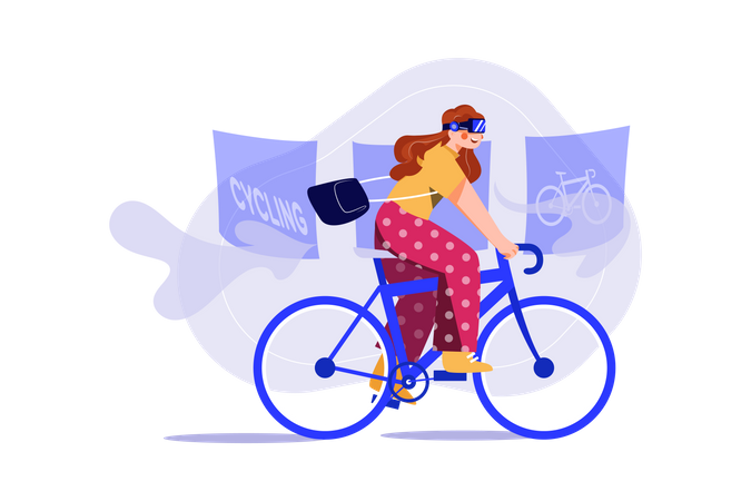 Fille faisant du vélo VR  Illustration