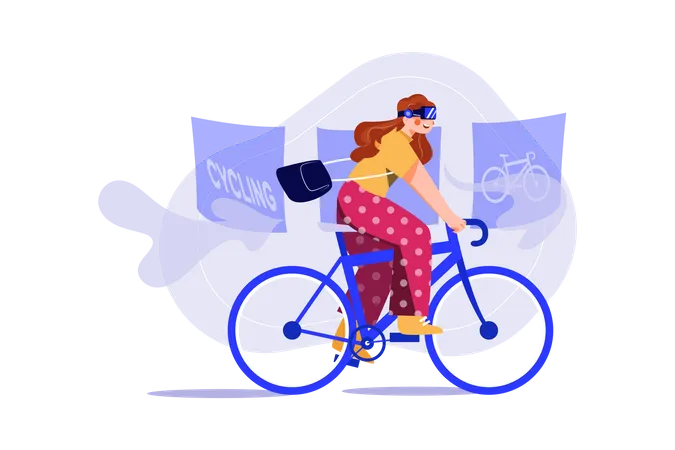 Fille faisant du vélo VR  Illustration