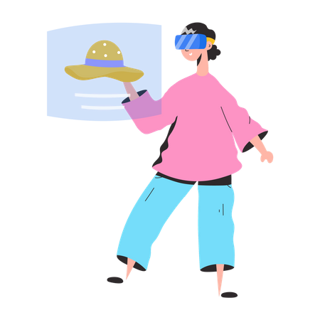 Fille faisant du shopping VR  Illustration