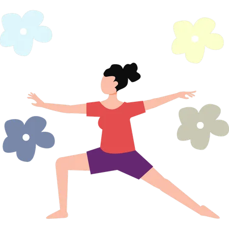 Fille faisant une pose de yoga  Illustration